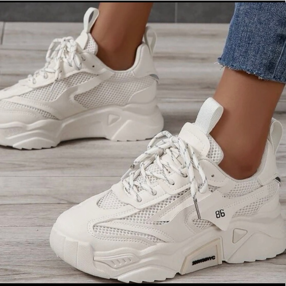 Cream chunky sneakers. worn once